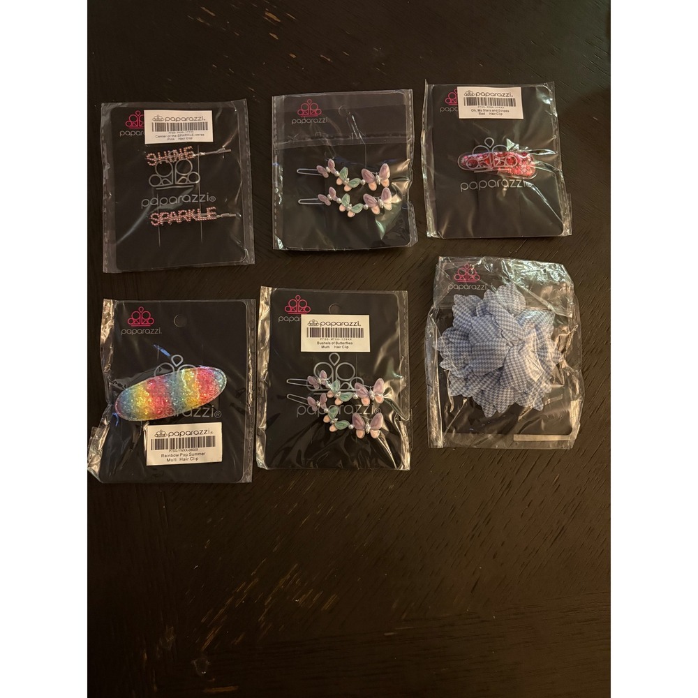 Paparazzi Hair Clip Lot Butterfly Rainbow Stars Sparkle Rhinestone New 6pc